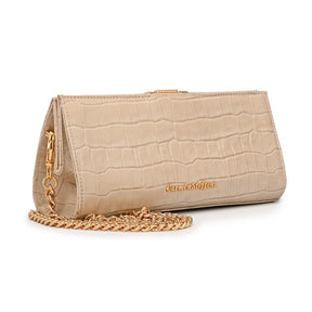 Bolsa Tiracolo Off-white Couro Croco