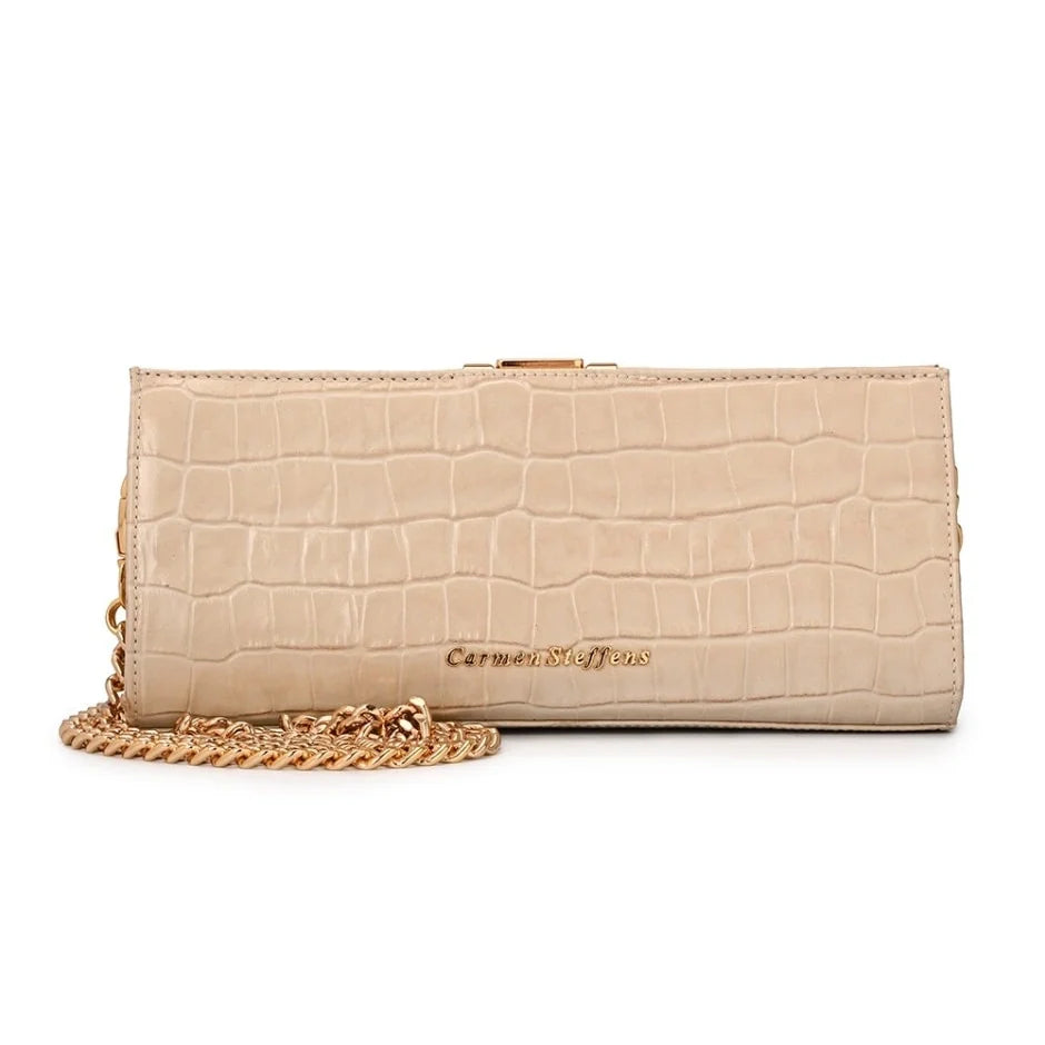 Bolsa Tiracolo Off-white Couro Croco