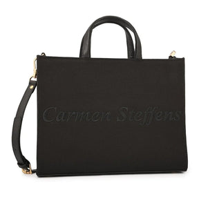 Bolsa Tote Preta Bordada Carmen Steffens