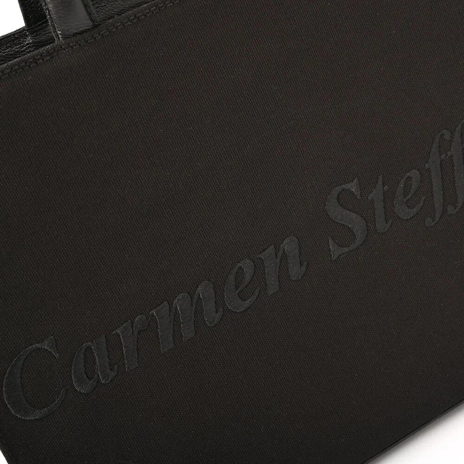 Bolsa Tote Preta Bordada Carmen Steffens