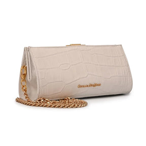 Bolsa Tiracolo Branca Bianco Couro Croco