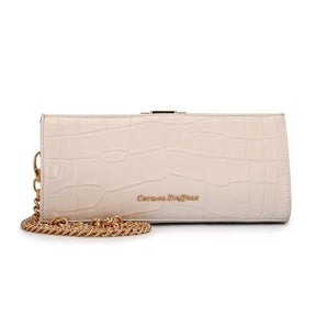 Bolsa Tiracolo Branca Bianco Couro Croco